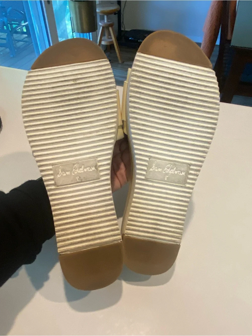 SAM EDELMAN ARIANE PLATFORM SANDAL IVORY TORTOISE ONE STRAP SLIDE SZ 8